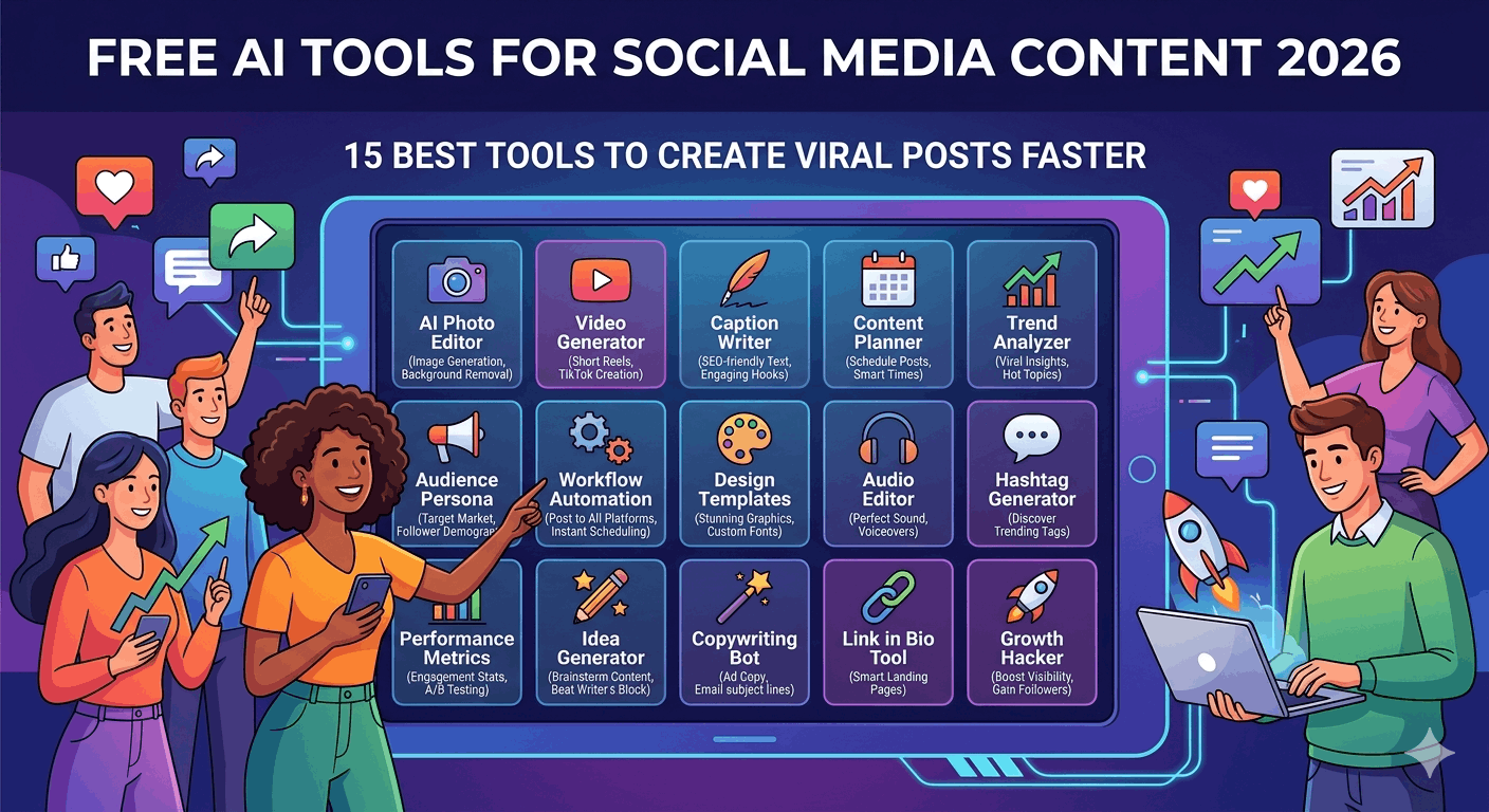 Free AI Tools for Social Media Content 2026: 15 Best Tools to Create Viral Posts Faster